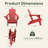 Red All-Weather HDPE Plastic Folding Adirondack Chair with Cup Holder for Patio & Garden (Set of 8)-476871630-484979595