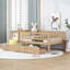 Lit de jour simple avec deux tiroirs en noyer exquis - Ajoute une touche de rangement efficace en bois massif pour la chambre à coucher-130155463-130155461