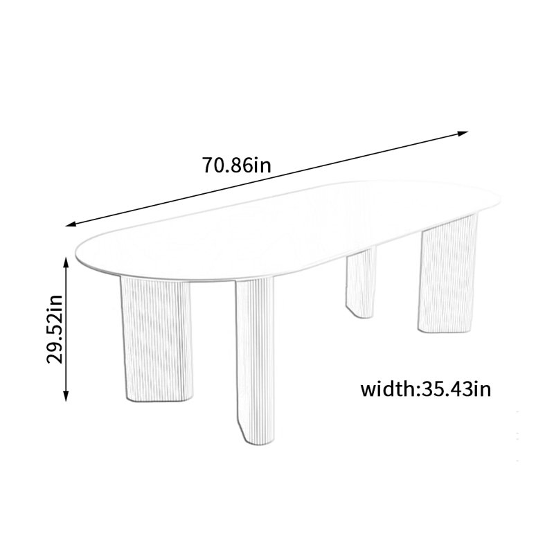 Table de salle à manger Durb, H 29,52 po x L 70,86 po x l 35,43 po, Blanc