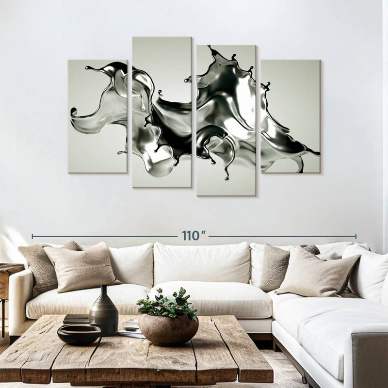 Avery Abstract Silver, 54" H x 84" W