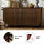 Commode double à 6 tiroirs avec conception cannelée Avenall, commode large rétro avec base festonnée, armoire de rangement moderne biologique pour chambre à coucher, finition noyer-124966169