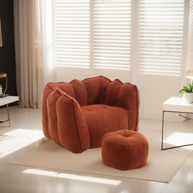 Fauteuil d'appoint capitonné avec repose-pieds l 42 po, Polyester rouge