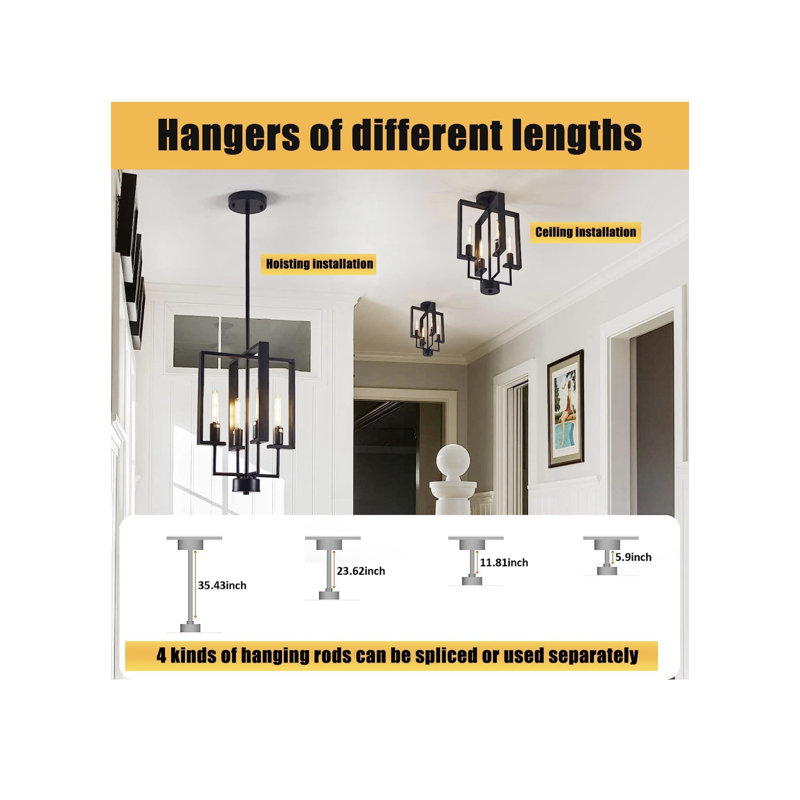 Sirac 4 - Light Square/Rectangle Pendant, Black