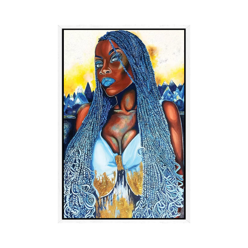 Yemaya - Painting on Canvas, White Framed, 66.04cm H x 45.72cm W x 3.81cm D