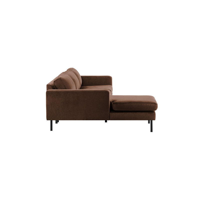 Fralick 2 Seater Corner Sofa, Brown Polyester Blend