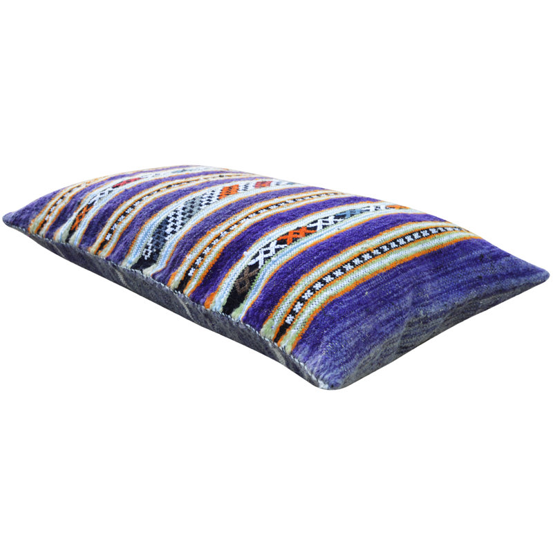 Striped Lumbar Pillow Cover & Insert, 17" H x 30" W, Polyester/Eco-Fill, Purple/Red