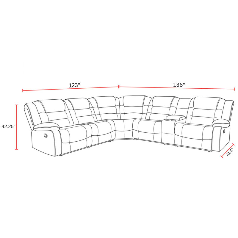Blagota Upholstered Reclining L-Shaped Sectional Symmetrical
