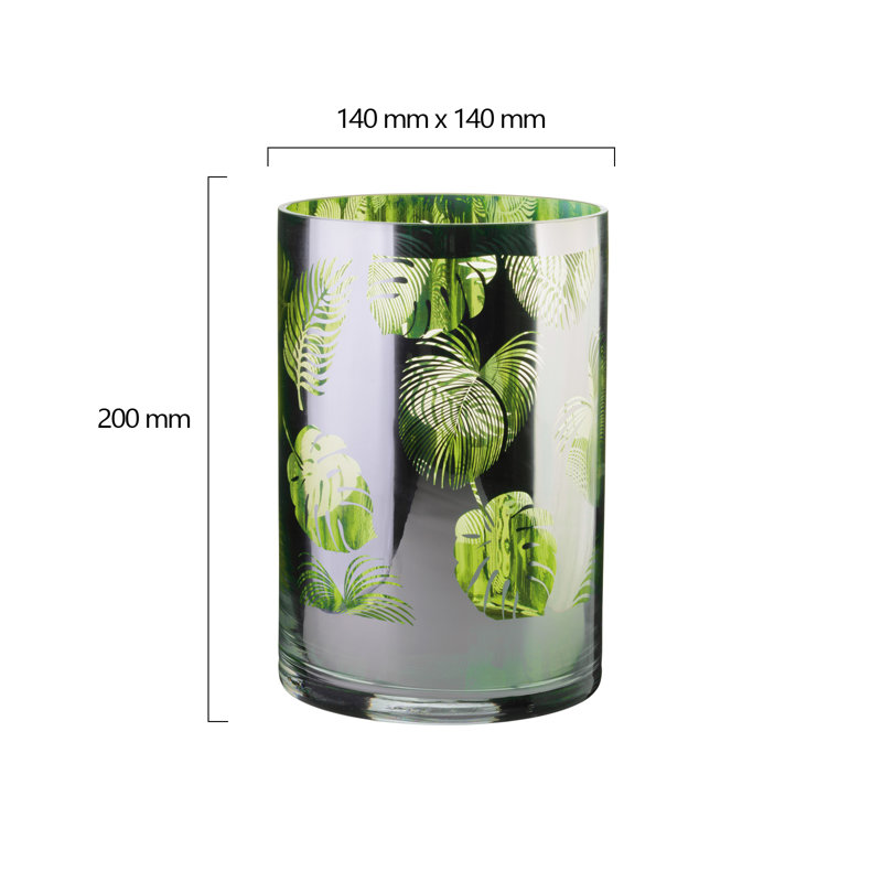 Tropical Leaves Hurricane Lamp, 20cm H x 14cm W