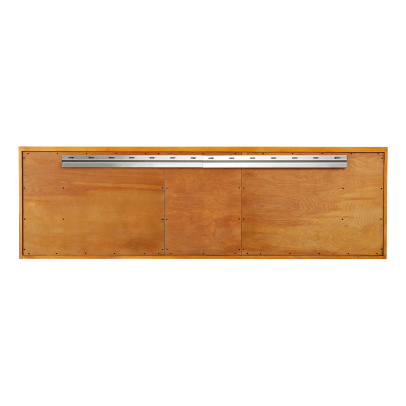 72" Medium Wood Wall-Mount Double Vanity with Carrara Marble Top