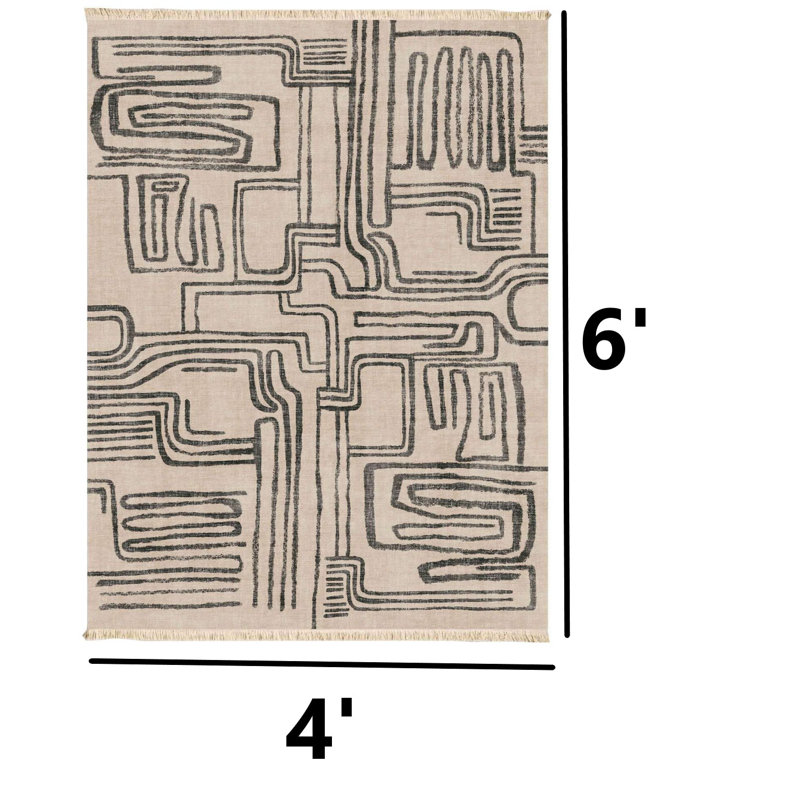 Modern Abstract Labyrinth Low Pile Rug