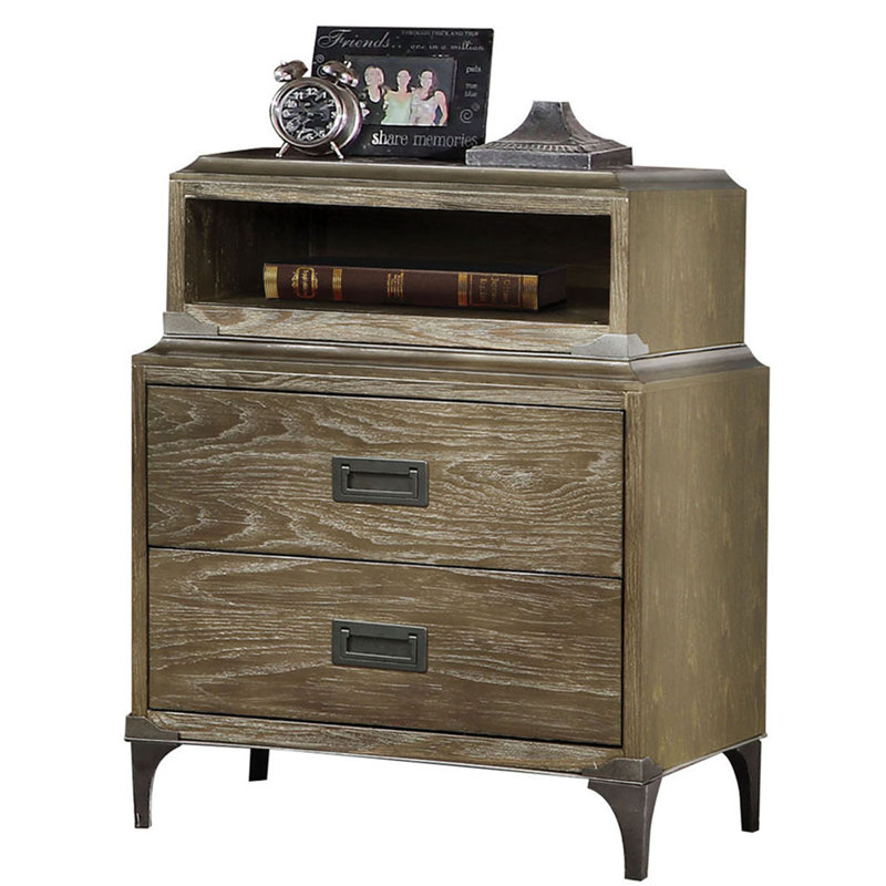 Athouman 2-Drawer Nightstand in Beige