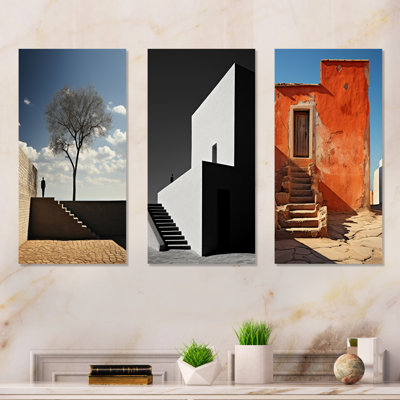 Mimalisme, décor de paysage - hôtels et loges, ensemble de 3 reproductions d'art mural