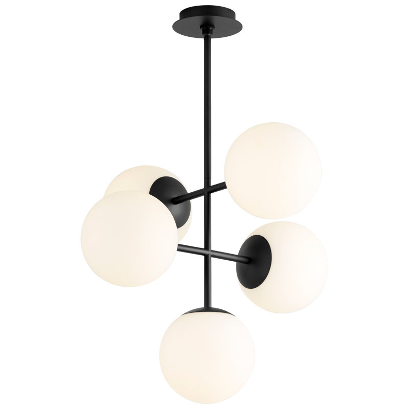 Lustre géométrique à 5 lumières, l 37,75 po x H 24,25 po x P 24,25 po, Noir