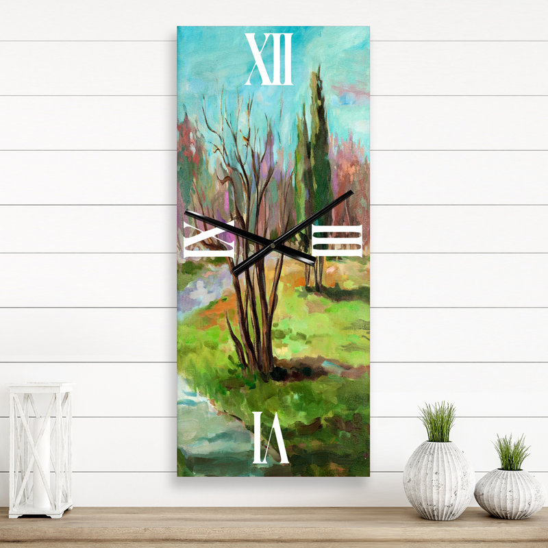 Horloge murale deux arbres dans un paysage, Petit