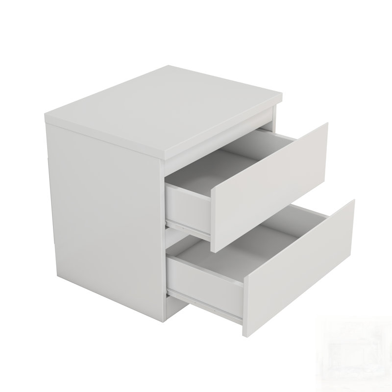 Table de chevet sans poignée avec 2 tiroirs, plaque supérieure durable et rangement polyvalent pour les chambres et les salons modernes