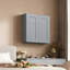 Porte d'armoire murale en bois massif gris foncé et étagère pour le rangement dans la cuisine, le rangement dans la salle de bain, la buanderie et les tablettes réglables prêtes à assembler