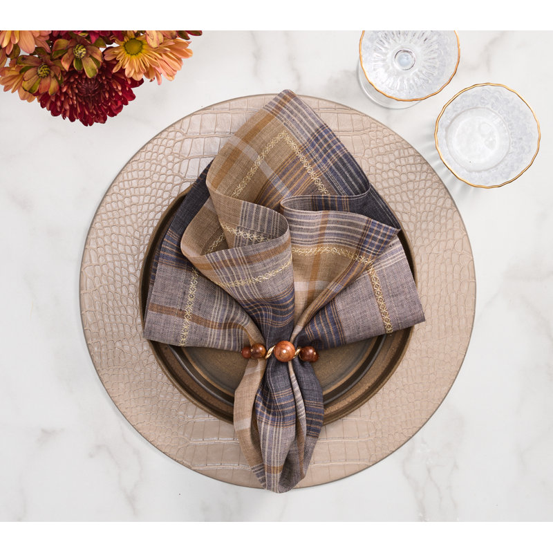 Windsor Napkin, Plaid, Light Brown/Gray