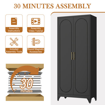 Black Kitchen Pantry Cabinet, 74.8" Tall Storage Cabinet with Doors and Adjustable Shelves, kitchen food pantry for Living Room, Bedroom And Dining Room, 15.7"D x 31.7"W x 74.9"H 