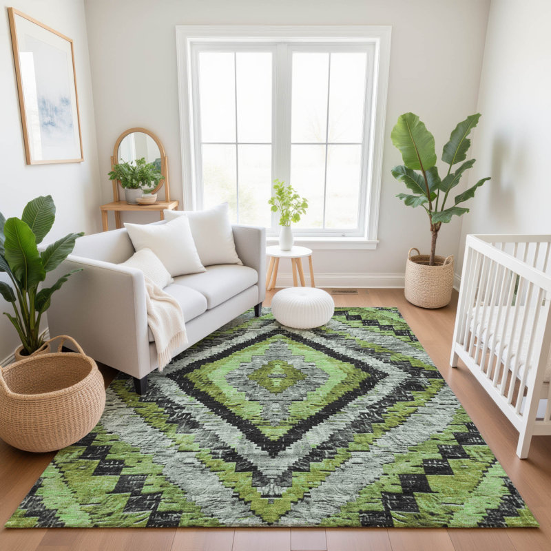 Premium Machine Washable Jakiyra AMF1890 Aztec Rug, Rectangle 8' x 10'