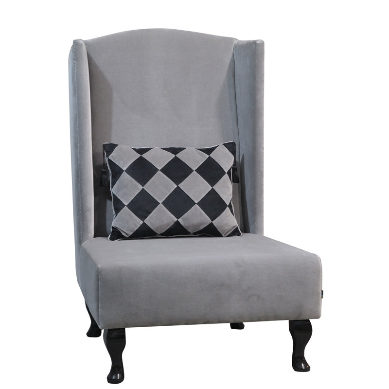Artdeko Velvet Wingback Chair, Grey