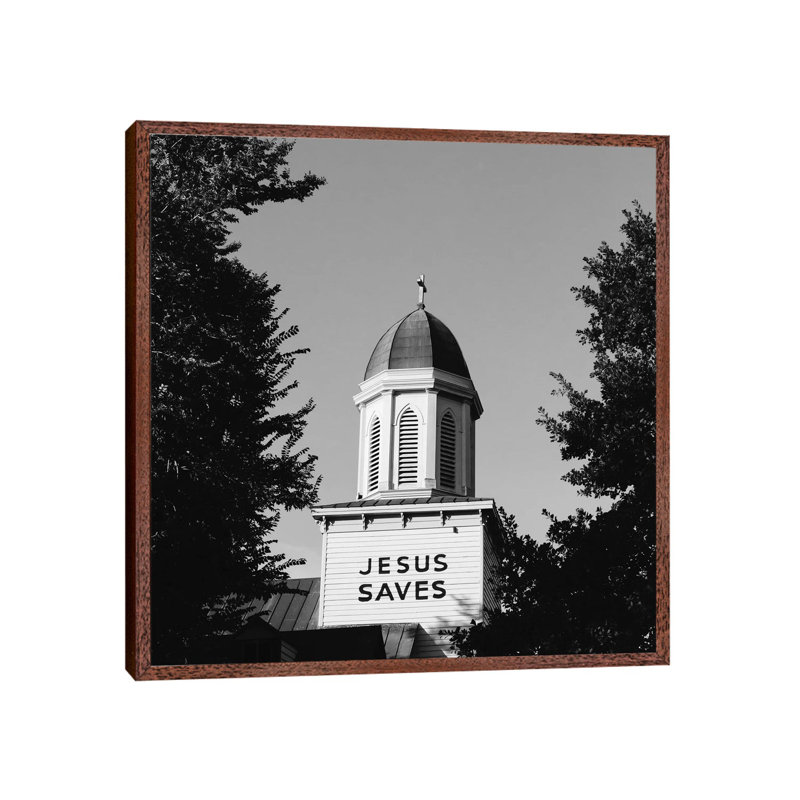 Jesus Saves Charleston by Bethany Young - Print on Canvas, 45.72cm H x 45.72cm W x 3.81cm D, Classic Brown Wood Framed