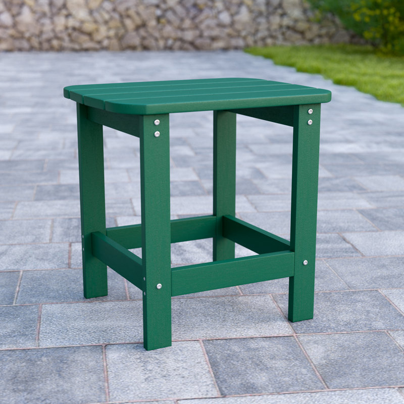 Balasi All-Weather Poly Resin Adirondack Side Table - Patio Table, Green