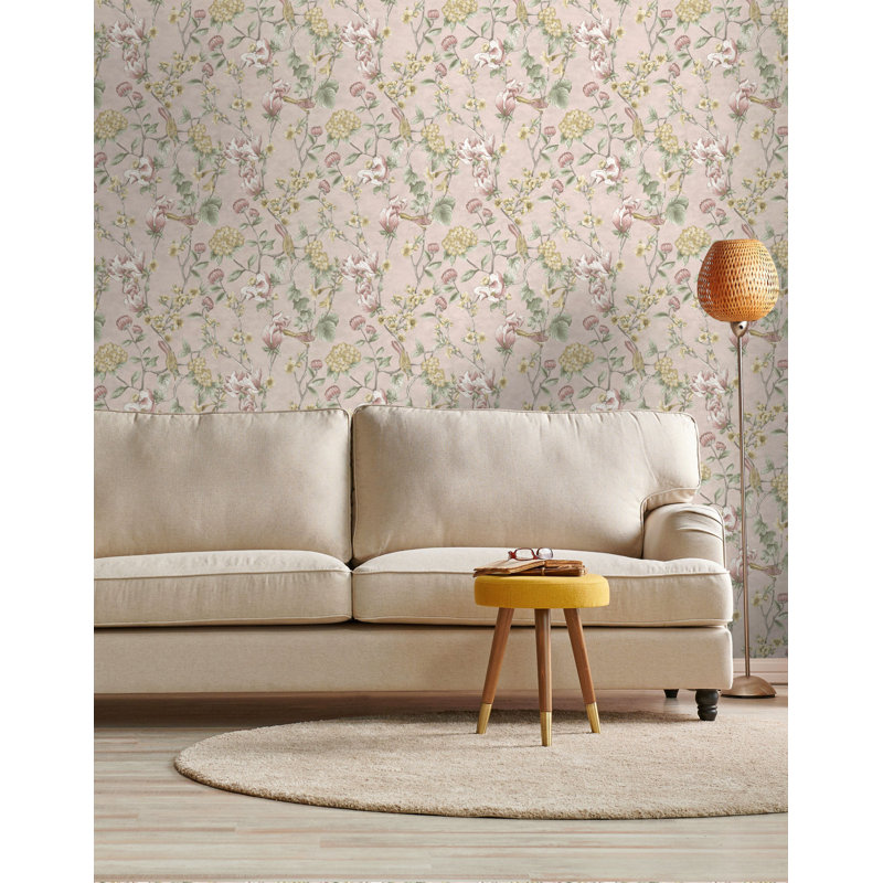 Papier peint floral, Rose
