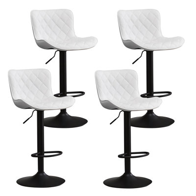 Swivel Adjustable Height Bar Stools, Leather Modern Barstools, Upholstered Counter Stool