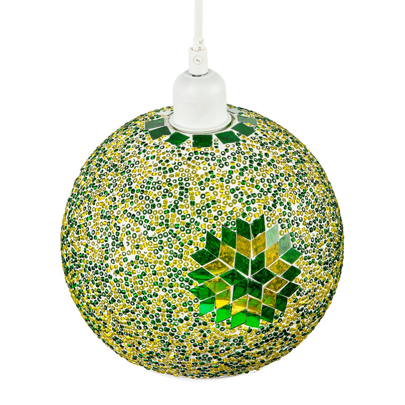 18 cm H Round Glass Pendant Shade ( No Direct Attachment Method ) in Green