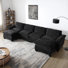 157" Wide U Shaped Chenille Sectional Cloud Sofa Couch for Living Room