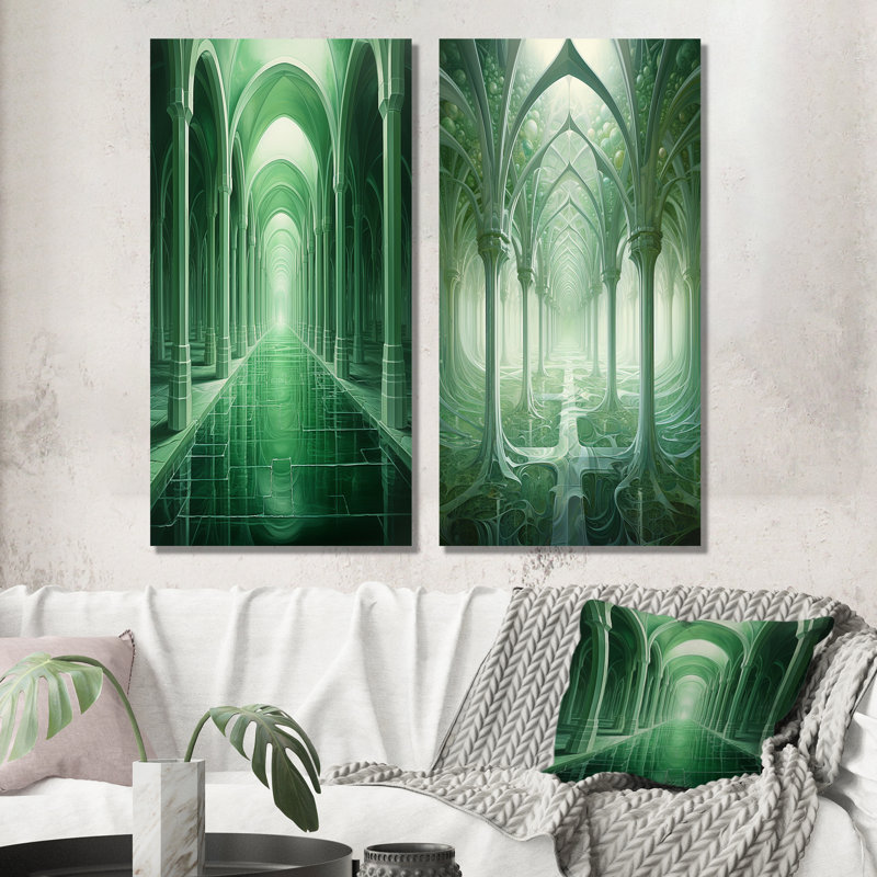 Infinite Archways Surreal Architecture - Surrealism Metal Wall Decor Set Of 3, 28" H x 24" W