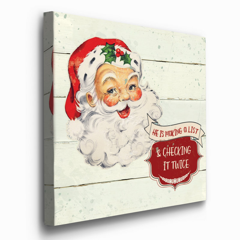 Père Noël - reproduction sur toile tendue, H 16 po x l 16 po x P 1 po