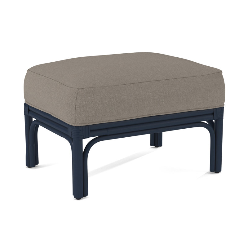 Boca Ottoman, Brown Geometric, 0456-33, Navy