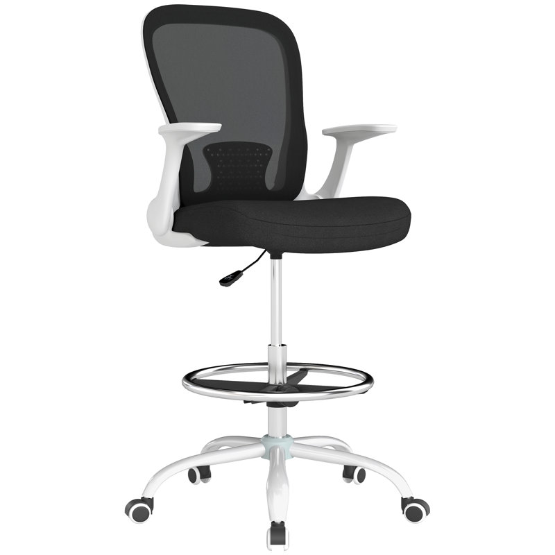 Mesh Drafting Chair, Black, Black