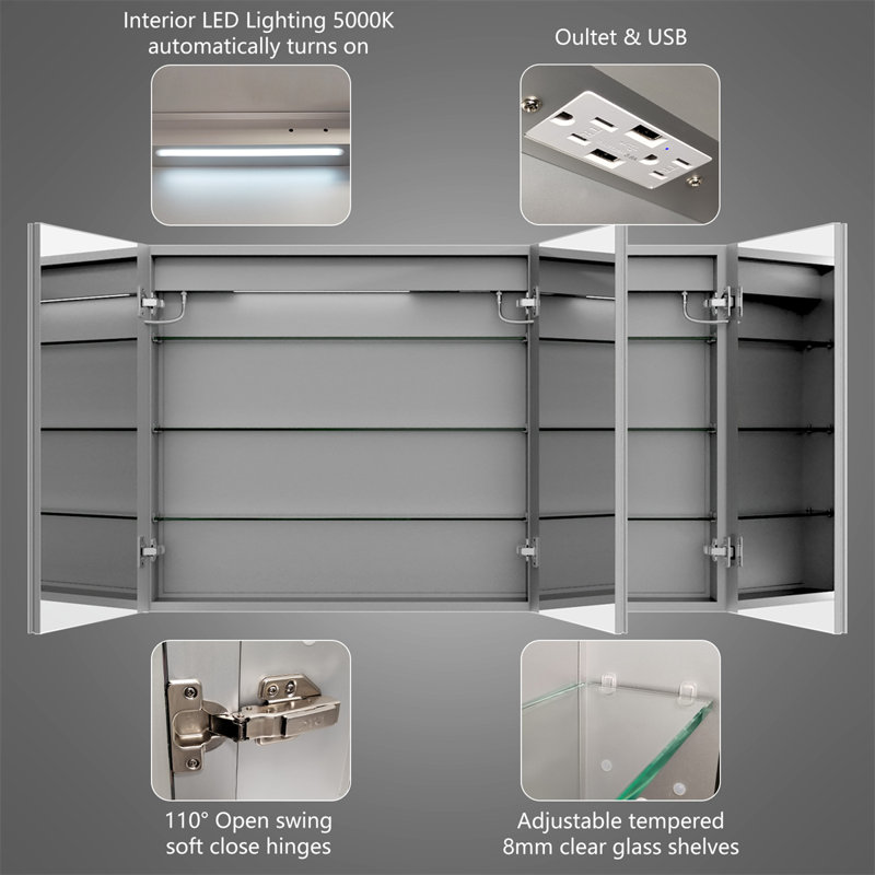 Armoire à pharmacie sans miroir avec miroir Seevers - l 40 po x H 30 po et l 48 po x H 30 po, 6 tablettes réglables