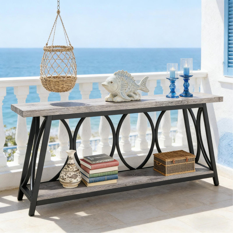 Table de couloir à 2 niveaux, console rétro, canapé robuste, table d'appoint