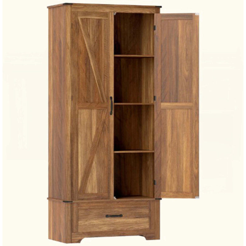 Armoire de cuisine, armoire avec tablettes réglables, Brun