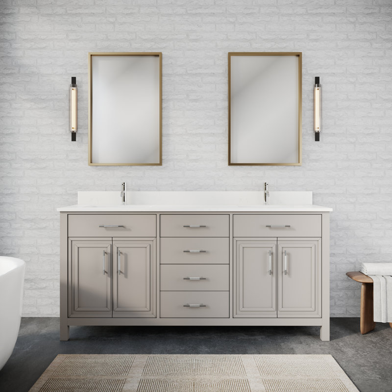 Sibilla 72 po Meuble-lavabo avec tiroir, Gris chaleureux