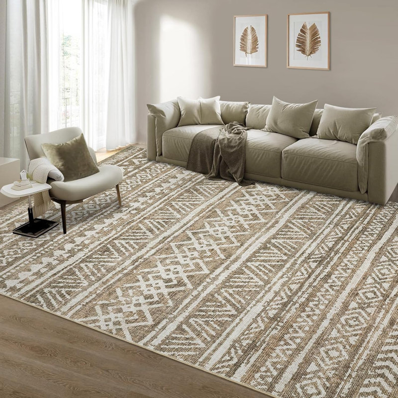 5x7 Washable Bedroom Rug Non-Slip Low Pile Stain-Resistant Soft Foldable Lightweight Modern Accent Rug Living Room Playroom 