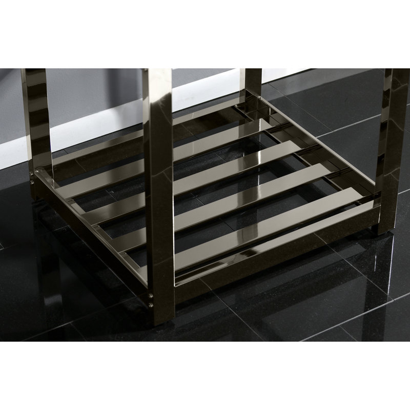 Kingston Brass Kingston Commercial 25-Inch Stainless Steel Console Sink with Steel Base (8-Inch, 3-Hole), Polished Nickel