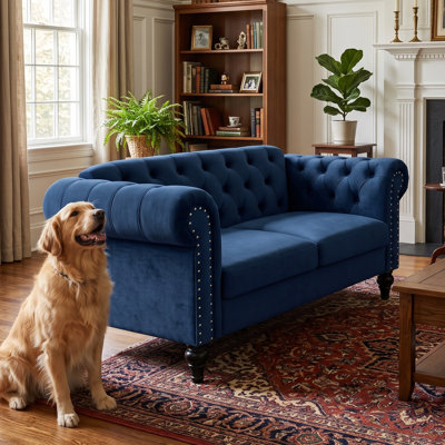 Harwich Velvet Rolled Arm Loveseat