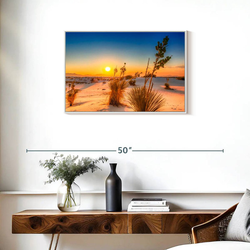 Coucher de soleil White Sands, 31 po x 21 po, Cadre flottant blanc