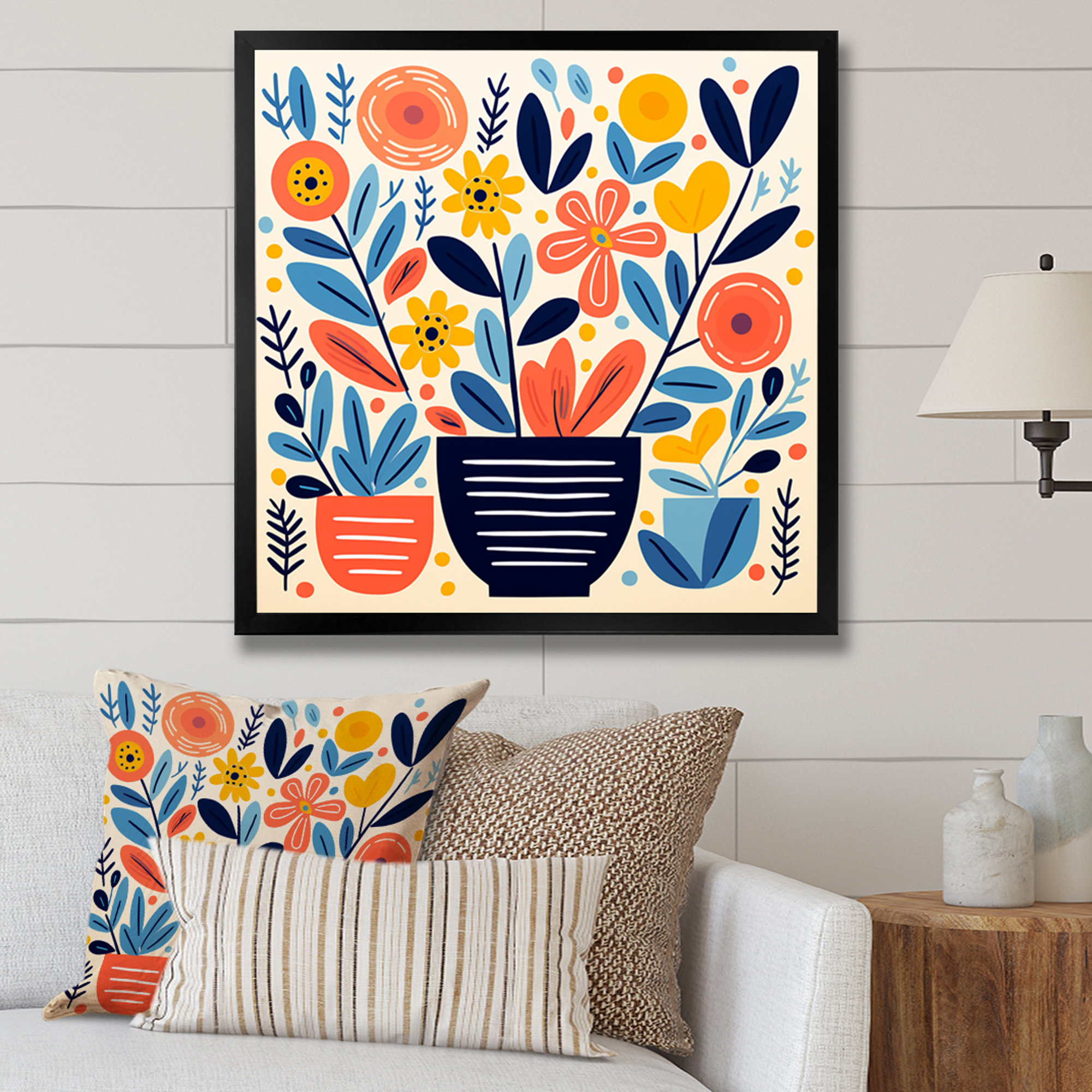 Winston Porter Yellow And Blue Bohemian Vase Pottery Blooms I - Boho ...