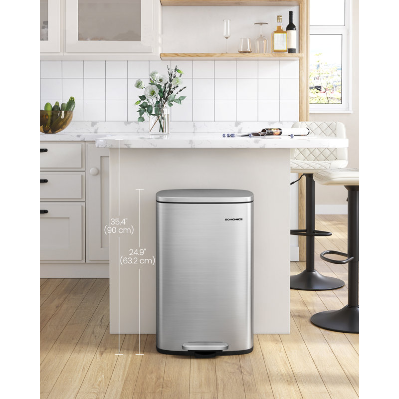 Step On Kitchen Trash Can - 50L, Sliver