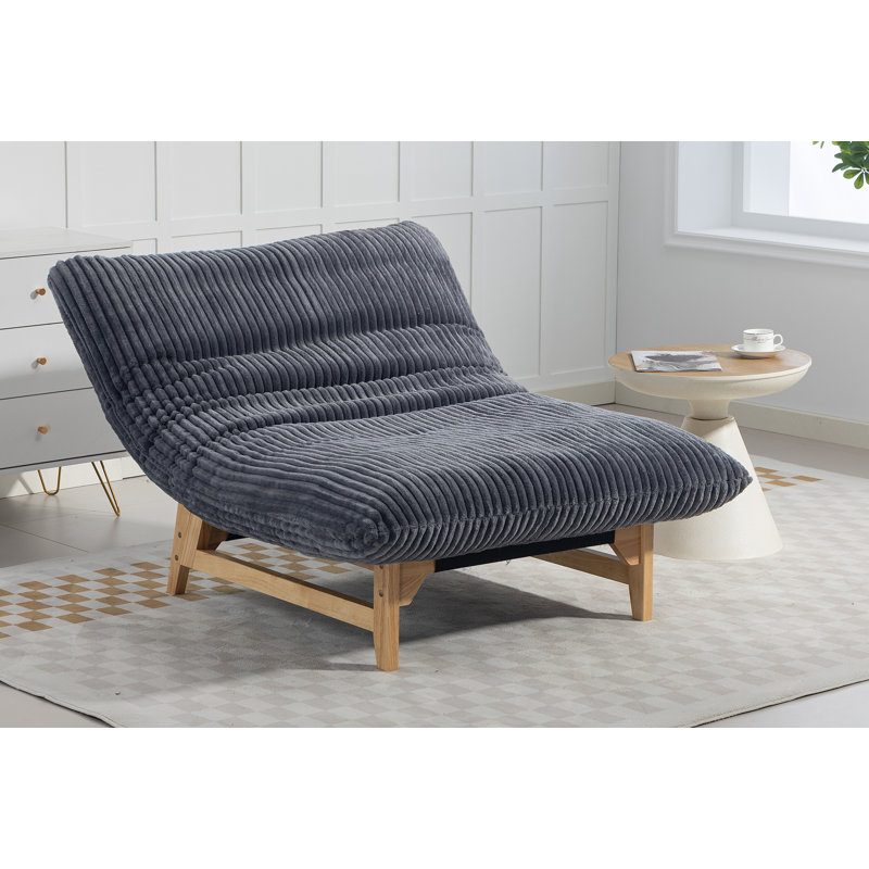 Fauteuil à billes 47 po avec dossier en velours côtelé gris foncé