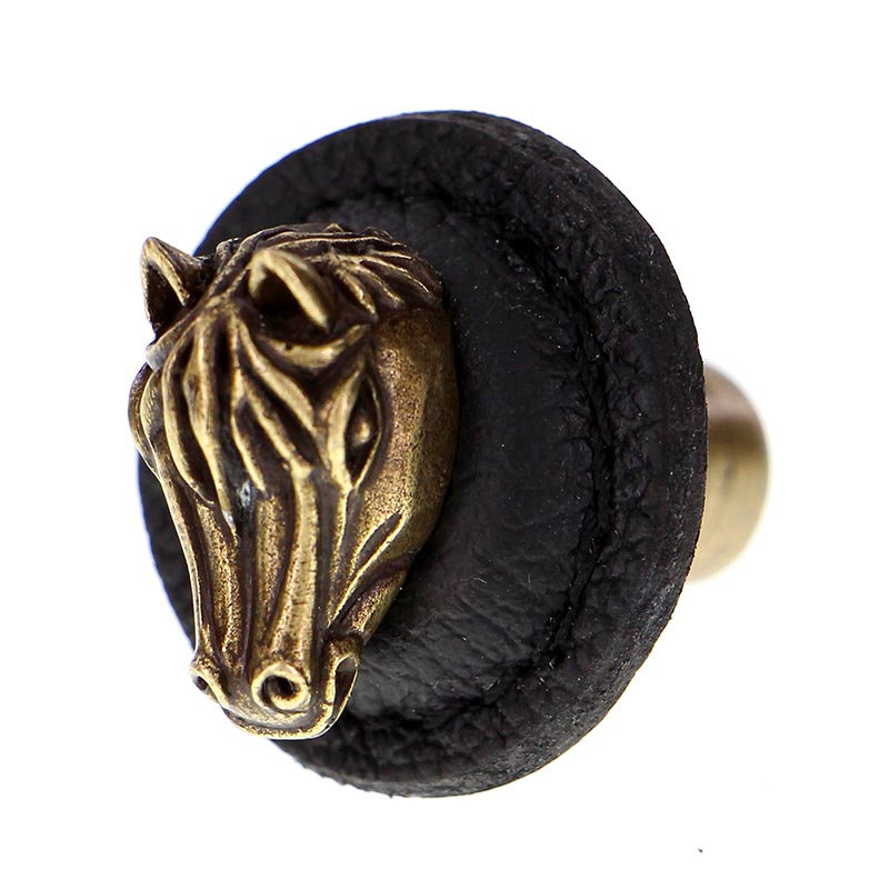 Equestre Mushroom Knob, Black, Antique Brass