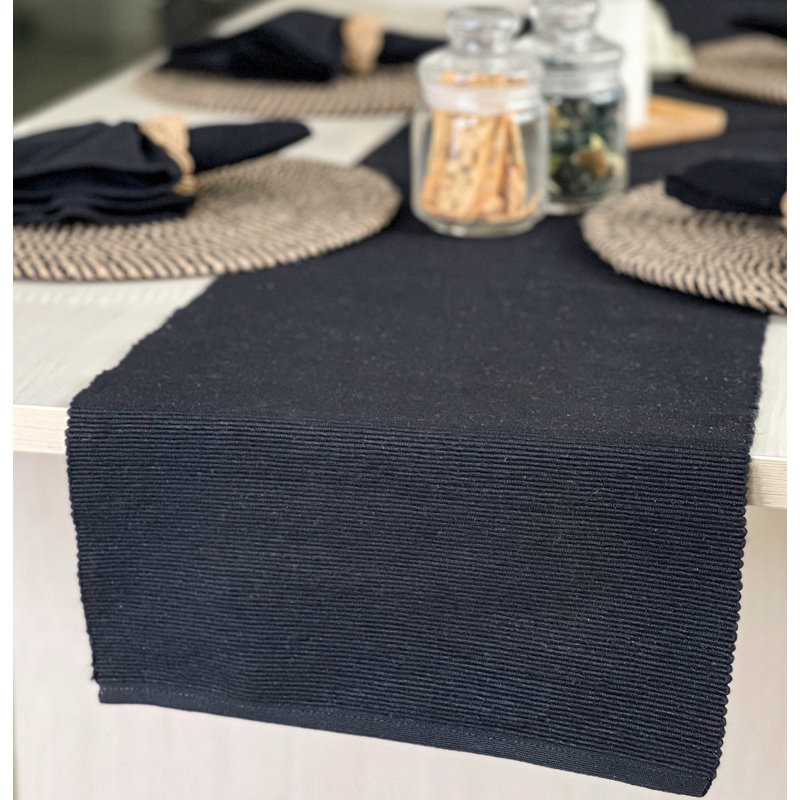 CLASSIC RIBBED TABLE RUNNER, Black