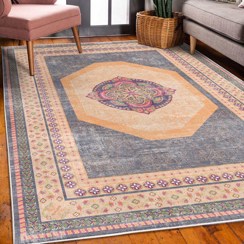 Tapis décoratif bohémien, Rectangle 4 pi x 5 pi 5 po