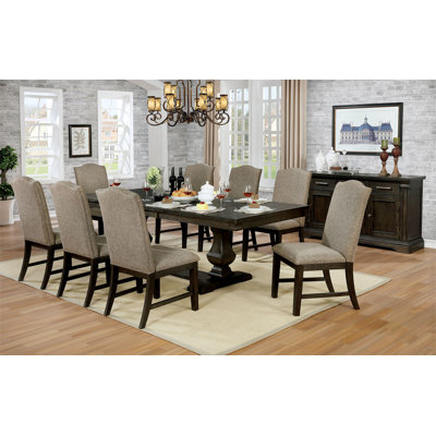 Contemporary Warm  Espresso 9Pc Set Solidwood Dining Room Furniture Table W Leaf  8X Chairs