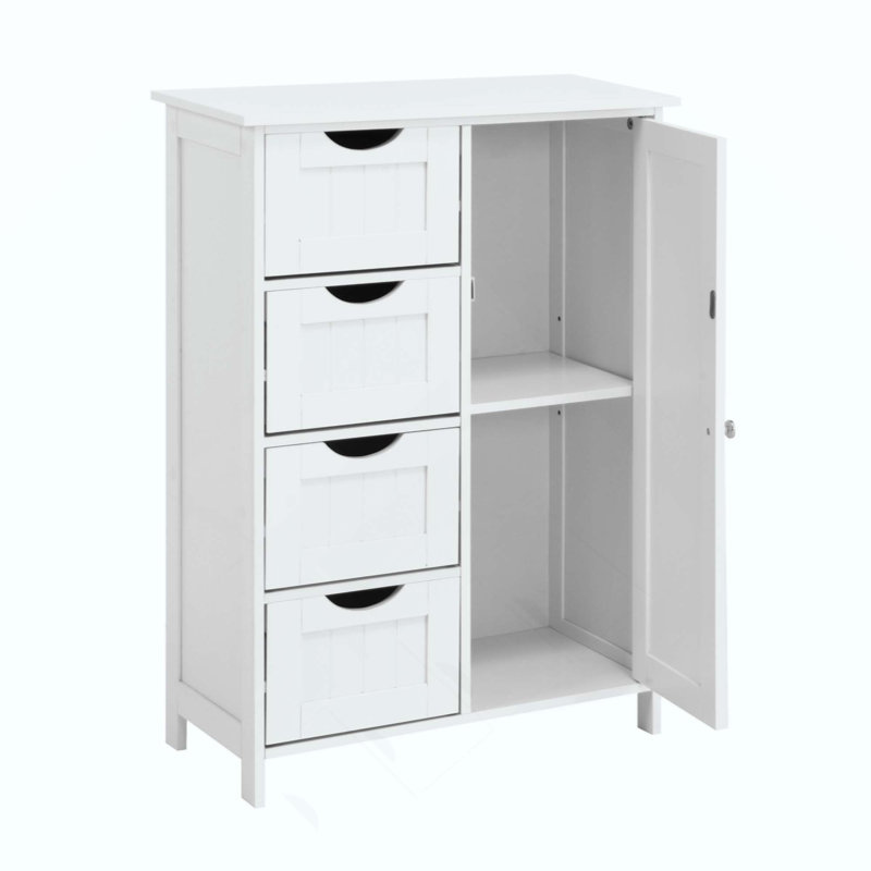 Armoire de rangement pour salle de bain, armoire de plancher avec tablette réglable et tiroirs